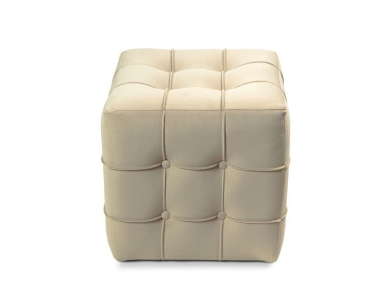Lizbon" velvet pouffe - 42 x 42 x 42 cm - Cream