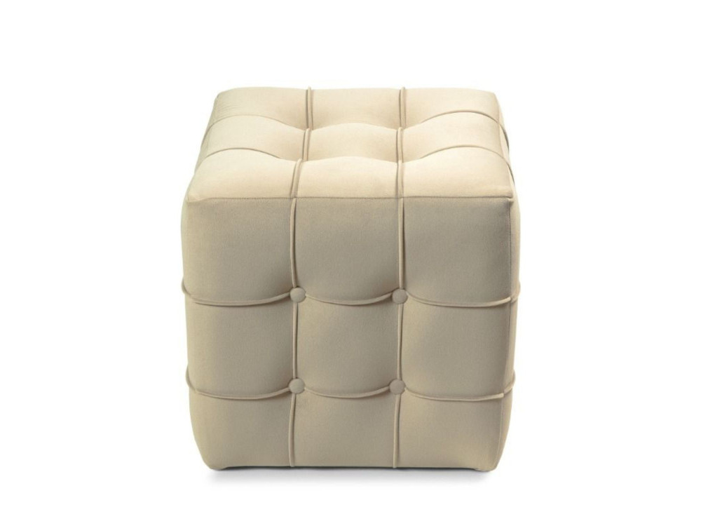 Lizbon" velvet pouffe - 42 x 42 x 42 cm - Cream