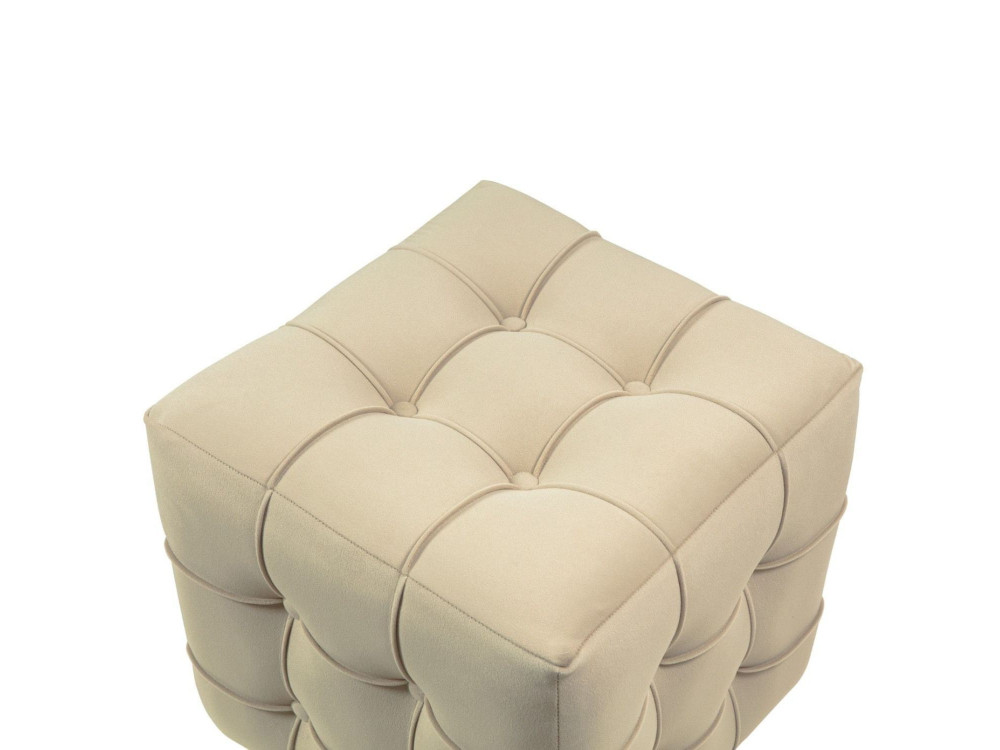 Lizbon" velvet pouffe - 42 x 42 x 42 cm - Cream