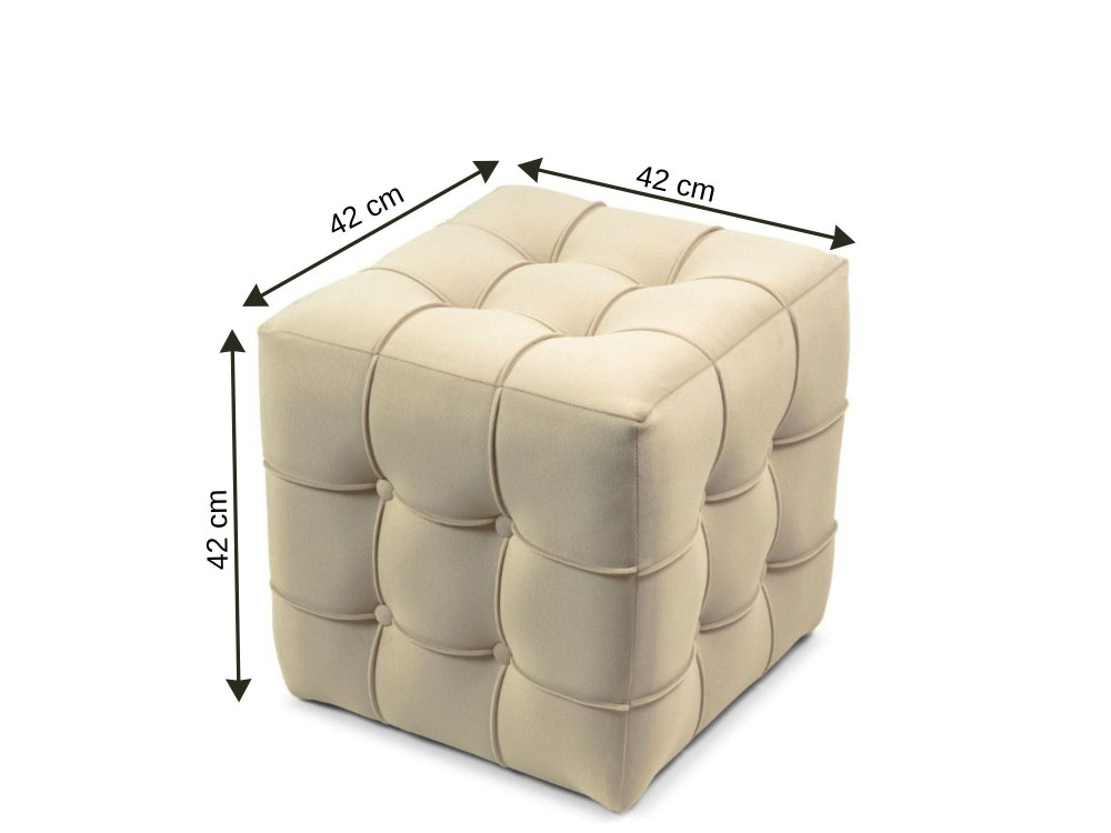 Lizbon" velvet pouffe - 42 x 42 x 42 cm - Cream