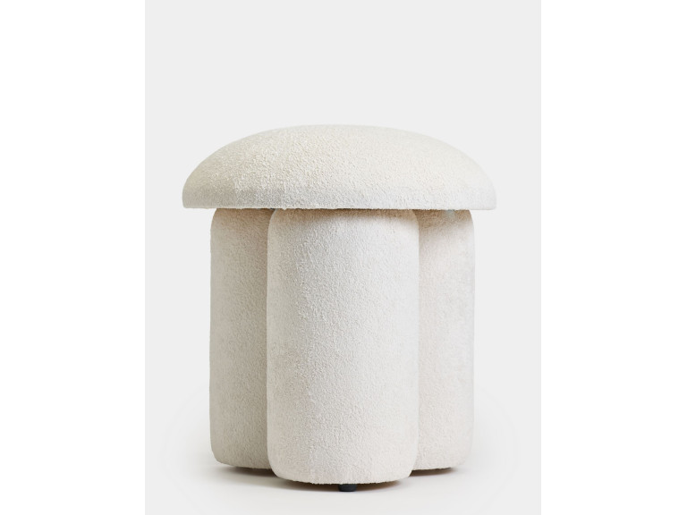 Magnus" fabric pouffe - 45 x 45 x 48 cm - White