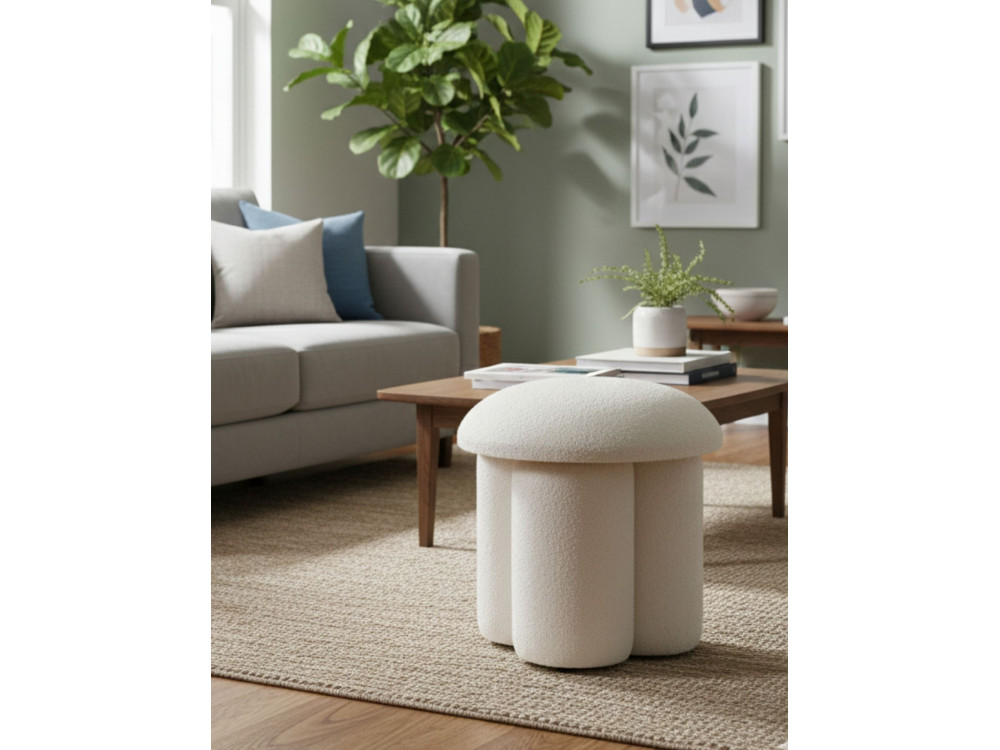 Magnus" fabric pouffe - 45 x 45 x 48 cm - White