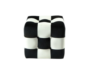 Patchwork" velvet pouffe - 42 x 42 x 42 cm - Black / White