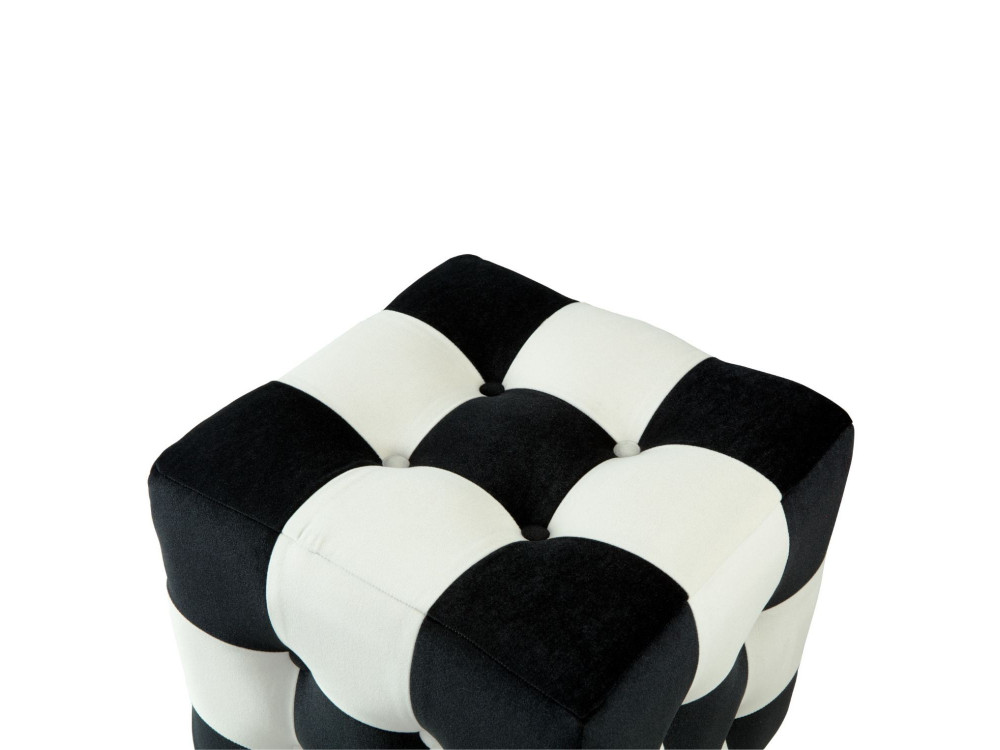 Patchwork" velvet pouffe - 42 x 42 x 42 cm - Black / White