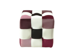 Patchwork" velvet pouffe - 42 x 42 x 42 cm - Multicolored