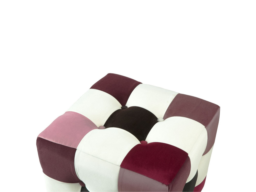Patchwork" velvet pouffe - 42 x 42 x 42 cm - Multicolored