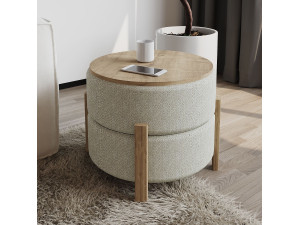 Clone" wooden pouffe - 47 x 48 x 45 cm - Beige 2