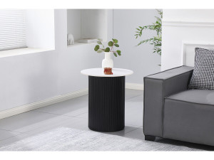 Eclat" ceramic side table, end table, bedside table - 50 x 50 x 55 cm - White 2
