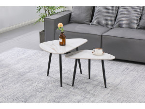 Set of 2 nesting coffee tables in ceramic 'Terra' - 49 x 79 x 56 cm - White 2