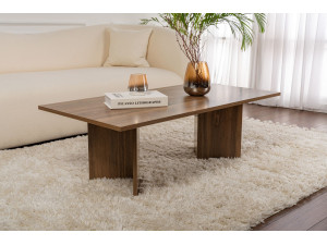 Sabin" wooden coffee table - 60 x 119 x 40 cm - Walnut 2