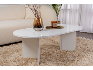 Sable" wooden coffee table - 60 x 119 x 40 cm - White 2
