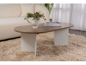 Wooden coffee table "Sable" - 60 x 119 x 40 cm - WalnutWhite 2