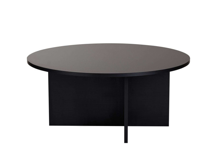 Soleil" wooden coffee table - 90 x 90 x 40 cm - Black wood