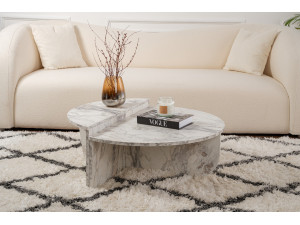 Orion" wooden coffee table 90 x 60 x 30 cm - Freesia marble 2