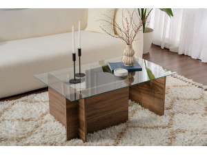 Vetrino" wooden coffee table - 105 x 65 x 40 cm - Walnut 2