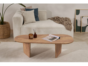 Ovalis" wooden coffee table - 130 x 65 x 40 cm - Atlantic pine 2