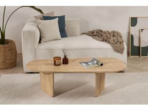 Ovalis" wooden coffee table - 130 x 65 x 40 cm - Oak 2