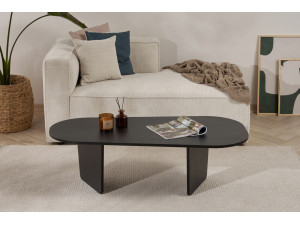 Ovalis" wooden coffee table - 130 x 65 x 40 cm - Black wood 2