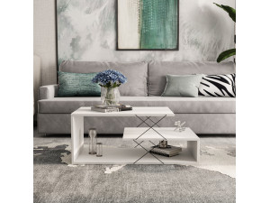 Cayenne" wooden coffee table - 100 x 50 x 40 cm - White 2