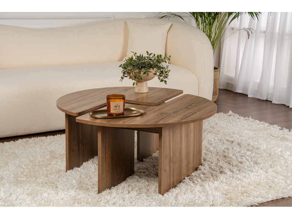 Moira" wooden coffee table - 90 x 90 x 41 cm - Walnut