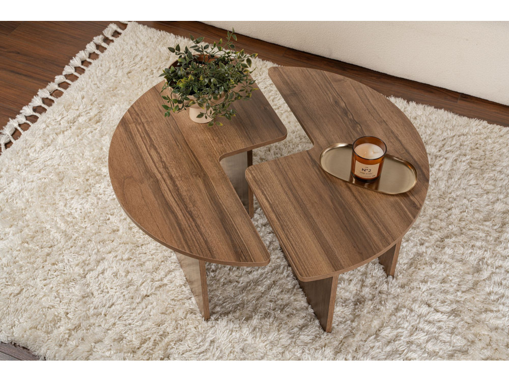 Moira" wooden coffee table - 90 x 90 x 41 cm - Walnut