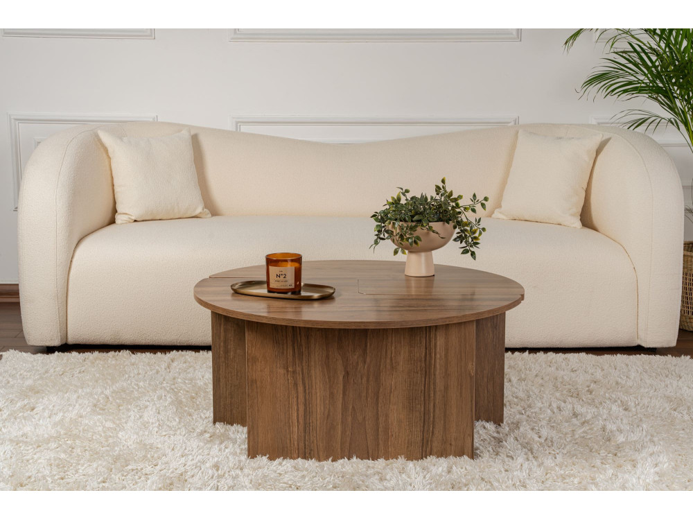 Moira" wooden coffee table - 90 x 90 x 41 cm - Walnut
