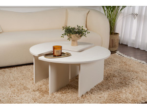 Moira" wooden coffee table 90 x 90 x 41 cm - Wood white 2