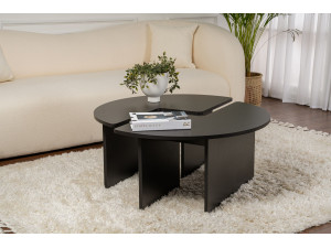 Moira" wooden coffee table 90 x 90 x 41 cm - Black wood 2