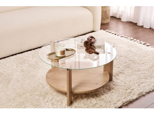 Clara" wooden coffee table - 75 x 75 x 40 cm - SaphirTransparent Oak 2