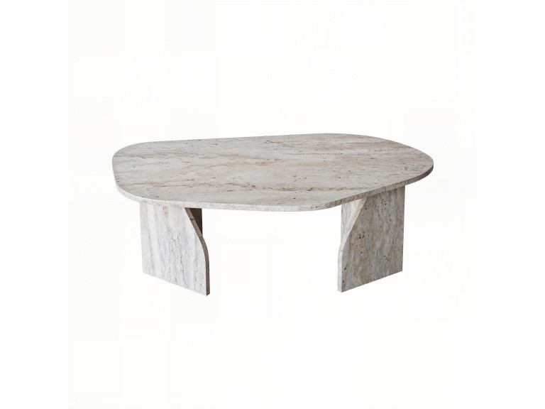 Rock" wooden coffee table 100 x 60 x 35 cm - Travertine