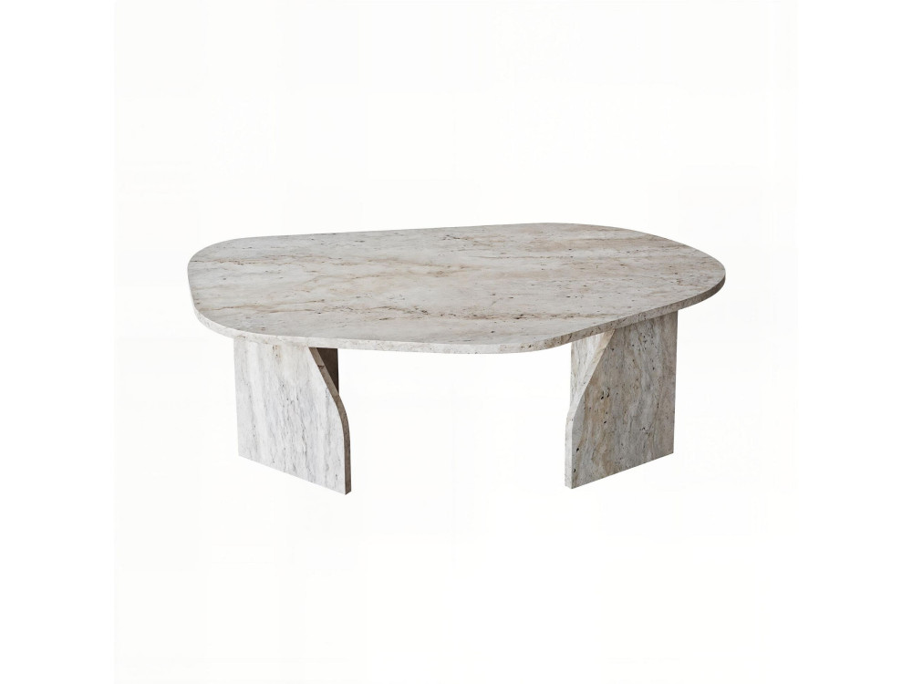 Rock" wooden coffee table 100 x 60 x 35 cm - Travertine