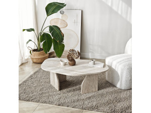 Rock" wooden coffee table 100 x 60 x 35 cm - Travertine 2