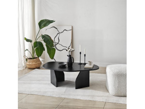 Rock" wooden coffee table 100 x 60 x 35 cm - Black 2