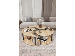 Yin" wooden coffee table set 70 x 70 x 38 cm - Oak 2