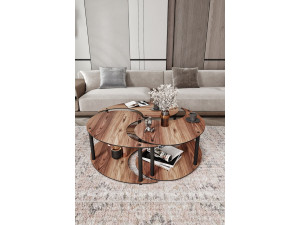 Yin" wooden coffee table set 70 x 70 x 38 cm - Walnut 2