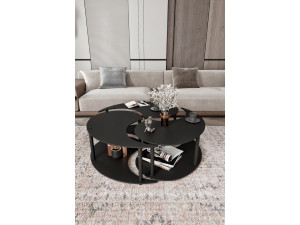 Yin" wooden coffee table set 70 x 70 x 38 cm - Black 2