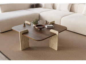 Poalla" wooden coffee table - 90 x 90 x 35 cm - Brown 2