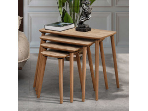 Luci" 4-piece wooden nesting table 70 x 40 x 55 cm - Oak 2