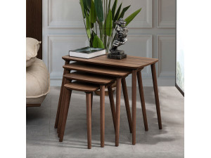 Luci" 4-piece wooden nesting table 70 x 40 x 55 cm - Walnut 2