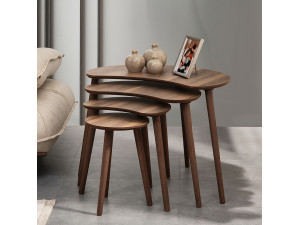 Moon" wooden nesting table (4 pieces) 40 x 75 x 55 cm - Walnut 2