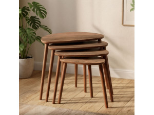 Nora" 4-piece wooden nesting table 68 x 45 x 55 cm - Walnut 2