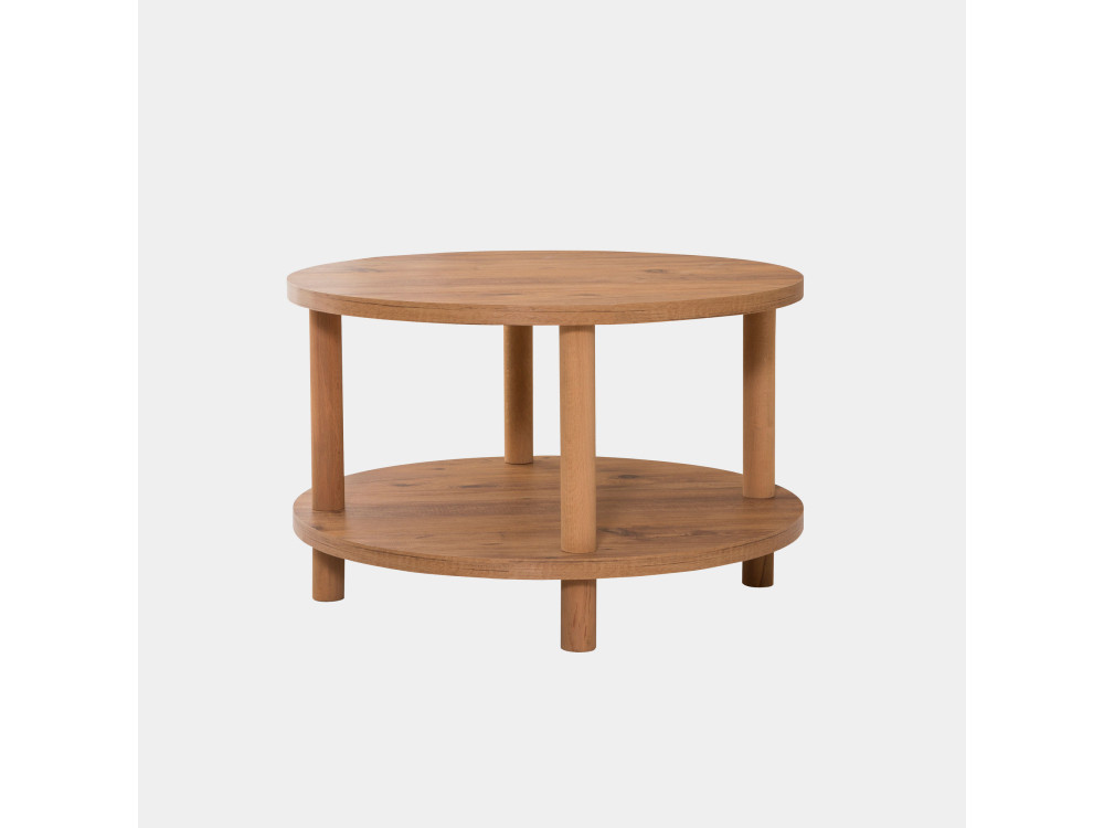 Roby" round wooden coffee table - 70 x 70 x 43 cm - Brown