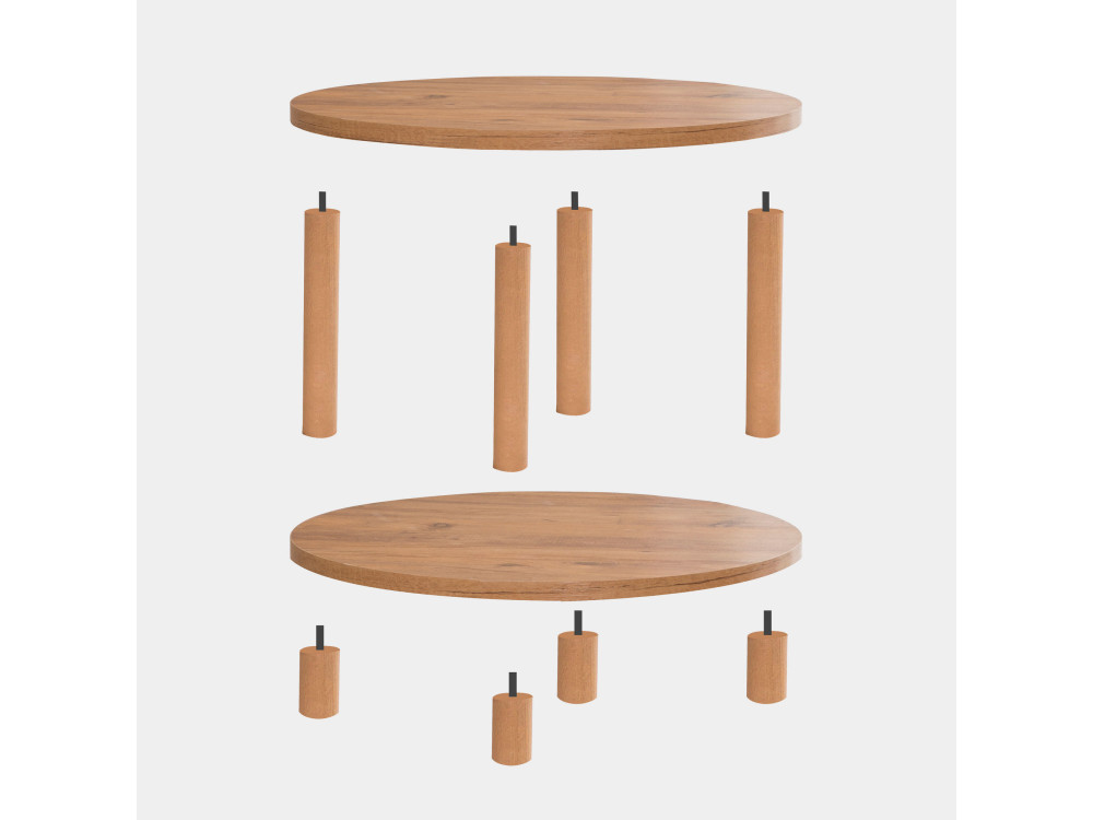 Roby" round wooden coffee table - 70 x 70 x 43 cm - Brown