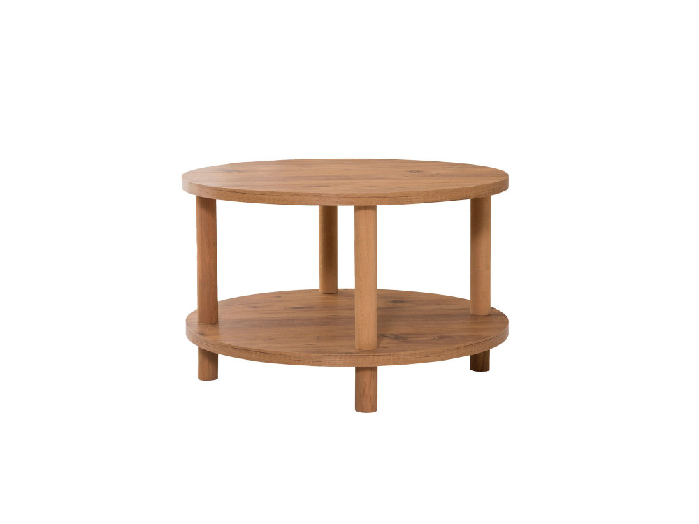 Roby" round wooden coffee table - 70 x 70 x 43 cm - Brown