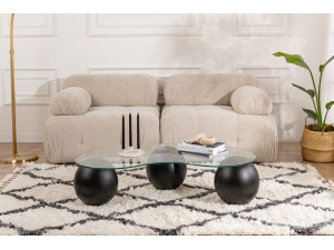 Sphere" glass coffee table - 120 x 70 x 30 cm - Black 2
