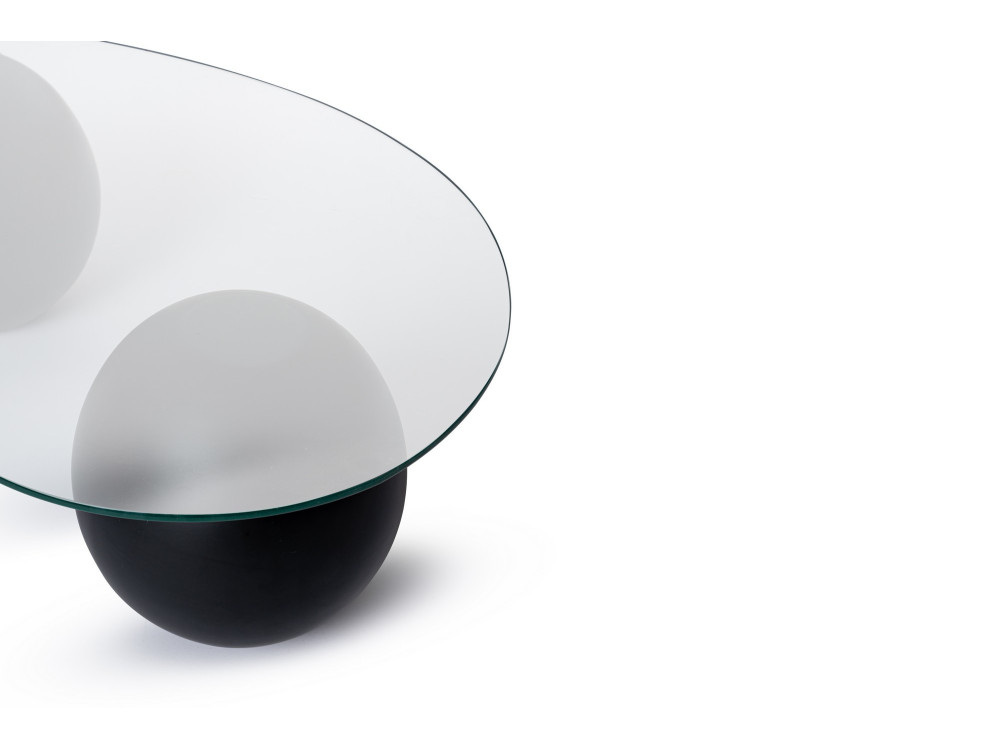Sphere" glass coffee table - 120 x 70 x 30 cm - Black