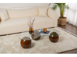 Sphere" glass coffee table - 120 x 70 x 30 cm - Brown 2