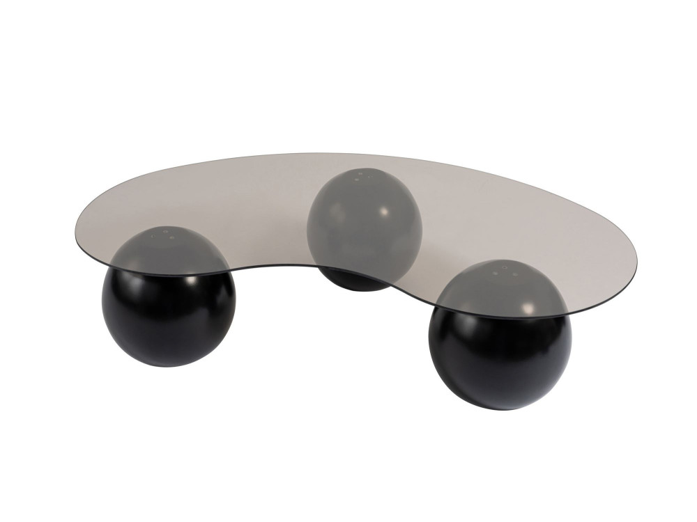 Sphere" glass coffee table - 120 x 70 x 30 cm - Black