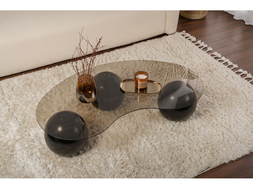 Sphere" glass coffee table - 120 x 70 x 30 cm - Black