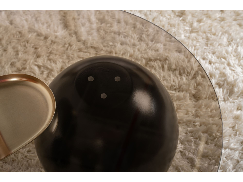 Sphere" glass coffee table - 120 x 70 x 30 cm - Black